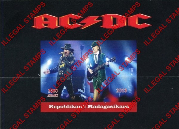Madagascar 2018 AC/DC Illegal Stamp Souvenir Sheet of 1 Madagascar 2018 AC/DC Illegal Stamp Souvenir Sheet of 1