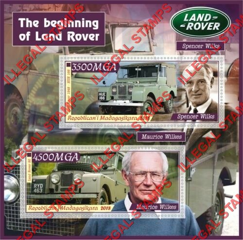 Madagascar 2018 Cars Land Rover Illegal Stamp Souvenir Sheet of 2 Madagascar 2018 Cars Land Rover Illegal Stamp Souvenir Sheet of 2
