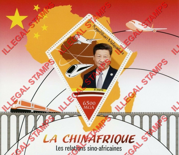 Madagascar 2018 China Africa Relations Xi Jinping Illegal Stamp Souvenir Sheet of 1 Madagascar 2018 China Africa Relations Xi Jinping Illegal Stamp Souvenir Sheet of 1