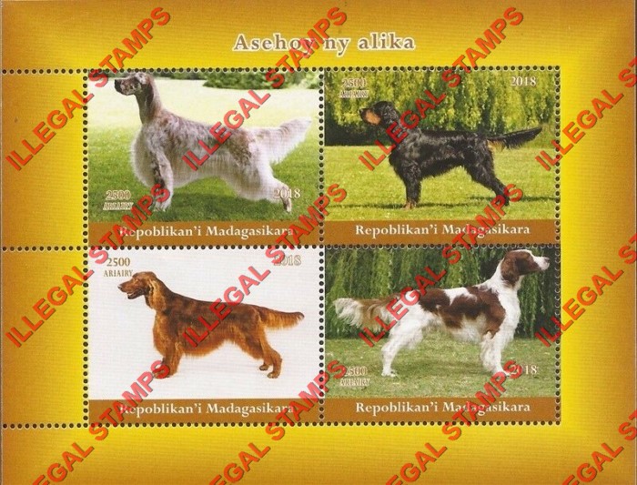 Madagascar 2018 Dogs Illegal Stamp Souvenir Sheet of 4 Madagascar 2018 Dogs Illegal Stamp Souvenir Sheet of 4