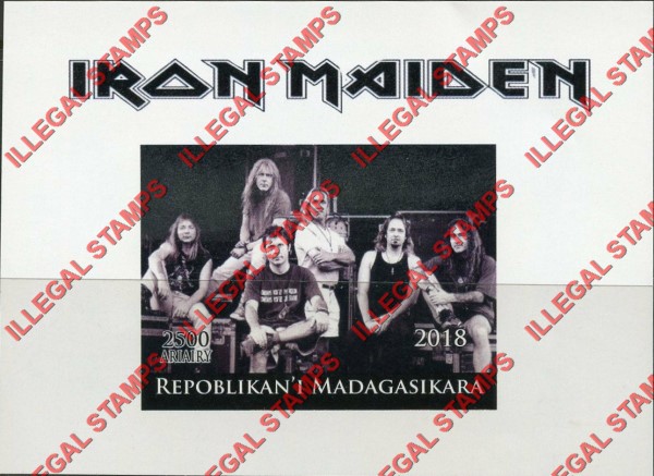 Madagascar 2018 Iron Maiden Illegal Stamp Souvenir Sheet of 1 Madagascar 2018 Iron Maiden Illegal Stamp Souvenir Sheet of 1