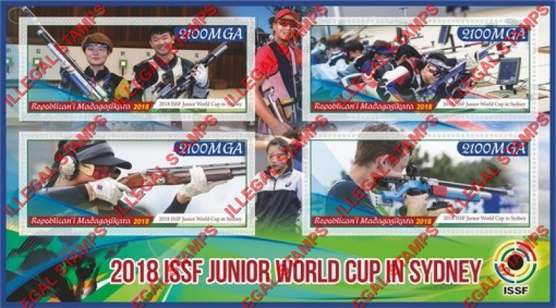 Madagascar 2018 ISSF Junior World Cup in Sydney Illegal Stamp Souvenir Sheet of 4 Madagascar 2018 ISSF Junior World Cup in Sydney Illegal Stamp Souvenir Sheet of 4