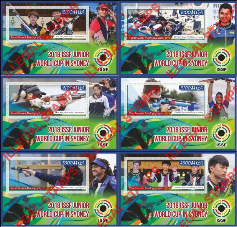 Madagascar 2018 ISSF Junior World Cup in Sydney Illegal Stamp Souvenir Sheets of 1 Madagascar 2018 ISSF Junior World Cup in Sydney Illegal Stamp Souvenir Sheets of 1