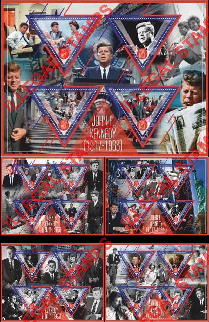 Madagascar 2018 John F. Kennedy Illegal Stamp Souvenir Sheets of 4 (Set 1) Madagascar 2018 John F. Kennedy Illegal Stamp Souvenir Sheets of 4 (Set 1)