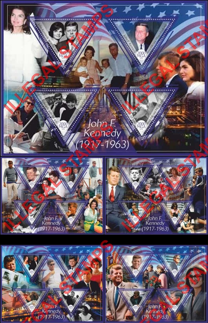 Madagascar 2018 John F. Kennedy Illegal Stamp Souvenir Sheets of 4 (Set 2) Madagascar 2018 John F. Kennedy Illegal Stamp Souvenir Sheets of 4 (Set 2)