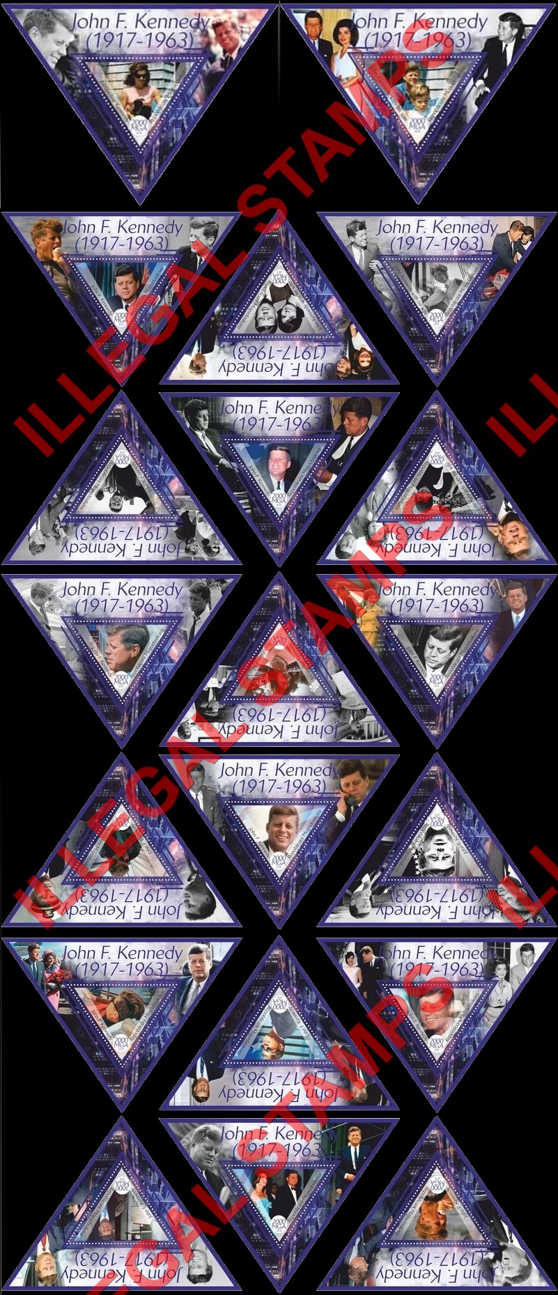 Madagascar 2018 John F. Kennedy Illegal Stamp Souvenir Sheets of 1 (Set 2) Madagascar 2018 John F. Kennedy Illegal Stamp Souvenir Sheets of 1 (Set 2)