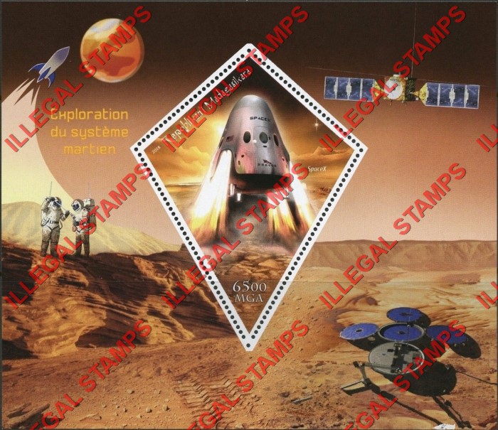 Madagascar 2018 Exploration of Mars Illegal Stamp Souvenir Sheet of 1 Madagascar 2018 Exploration of Mars Illegal Stamp Souvenir Sheet of 1
