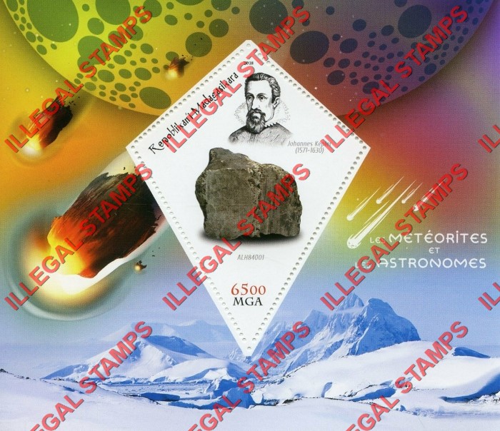 Madagascar 2018 Meteorites and Astronomers Illegal Stamp Souvenir Sheet of 1 Madagascar 2018 Meteorites and Astronomers Illegal Stamp Souvenir Sheet of 1
