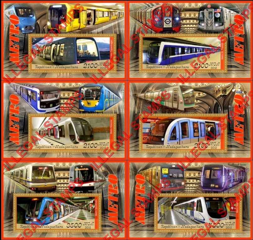 Madagascar 2018 Metro Illegal Stamp Souvenir Sheets of 1 Madagascar 2018 Metro Illegal Stamp Souvenir Sheets of 1