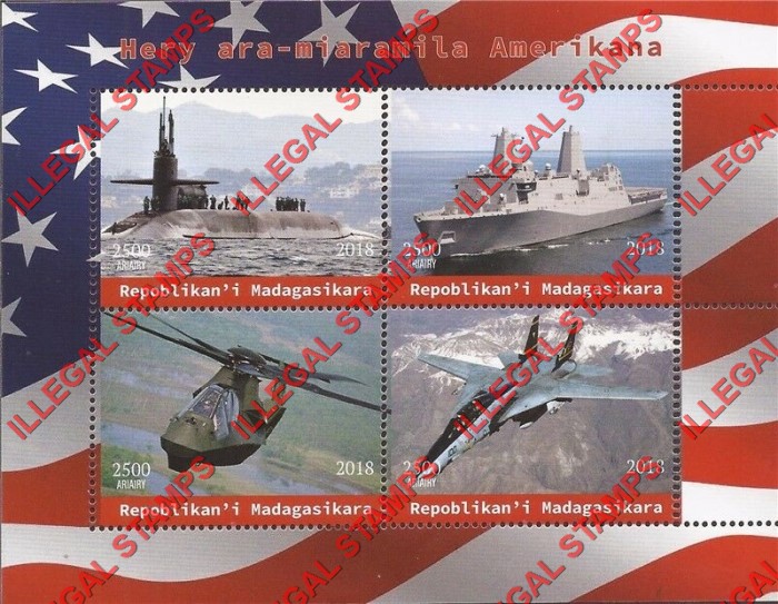 Madagascar 2018 American Military Transport Illegal Stamp Souvenir Sheet of 4 Madagascar 2018 American Military Transport Illegal Stamp Souvenir Sheet of 4