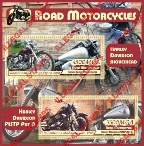 Madagascar 2018 Motorcycles Illegal Stamp Souvenir Sheet of 2 Madagascar 2018 Motorcycles Illegal Stamp Souvenir Sheet of 2
