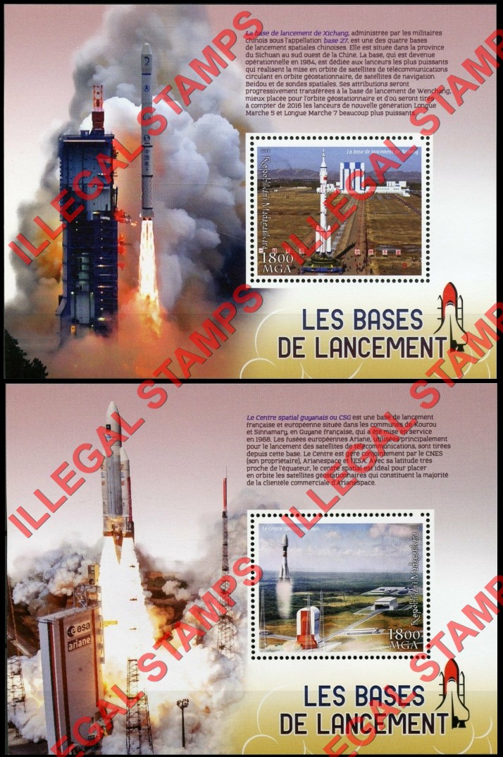 Madagascar 2018 Rocket Launch Bases Illegal Stamp Souvenir Sheets of 1 Part 1) Madagascar 2018 Rocket Launch Bases Illegal Stamp Souvenir Sheets of 1 (Part 1)