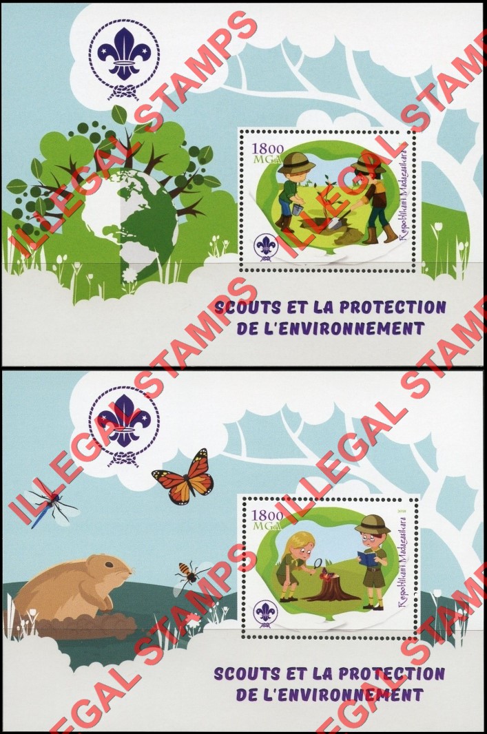 Madagascar 2018 Scouts Protection of the Environment Illegal Stamp Souvenir Sheets of 1 Part 2) Madagascar 2018 Scouts Protection of the Environment Illegal Stamp Souvenir Sheets of 1 (Part 2)