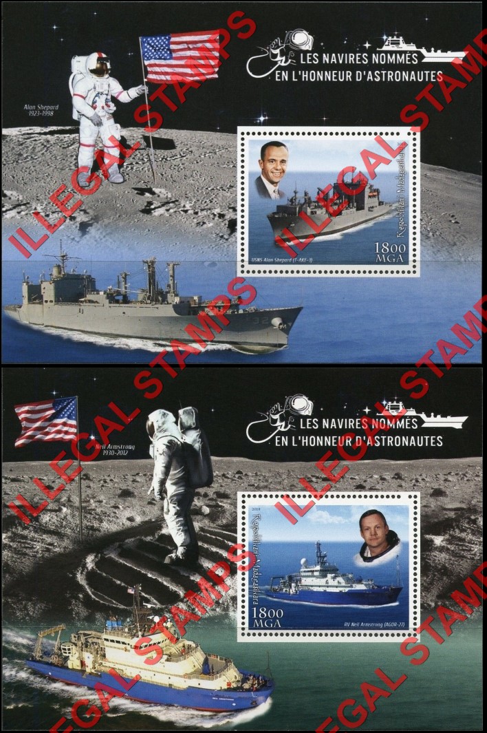 Madagascar 2018 Ships Named After Astronauts Illegal Stamp Souvenir Sheets of 1 (Part 1) Madagascar 2018 Ships Named After Astronauts Illegal Stamp Souvenir Sheets of 1 (Part 1)