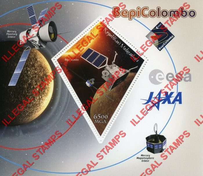 Madagascar 2018 Space BepiColombo Illegal Stamp Souvenir Sheet of 1 Madagascar 2018 Space BepiColombo Illegal Stamp Souvenir Sheet of 1