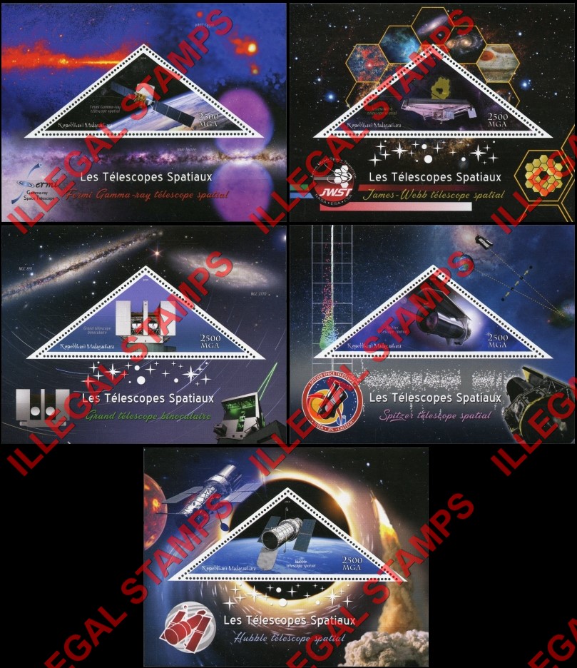 Madagascar 2018 Space Telescopes Illegal Stamp Souvenir Sheets of 1 Madagascar 2018 Space Telescopes Illegal Stamp Souvenir Sheets of 1