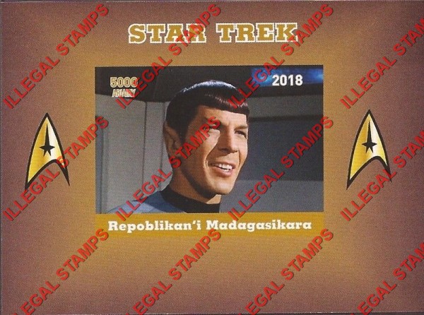 Madagascar 2018 Star Trek Spock Illegal Stamp Souvenir Sheet of 1 Madagascar 2018 Star Trek Spock Illegal Stamp Souvenir Sheet of 1