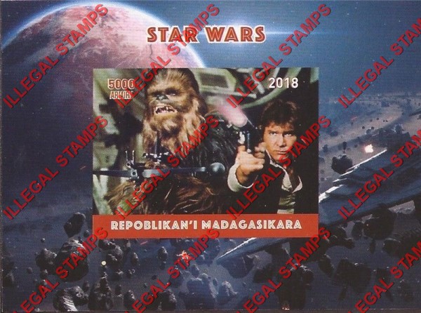 Madagascar 2018 Star Wars Illegal Stamp Souvenir Sheet of 1 Madagascar 2018 Star Wars Illegal Stamp Souvenir Sheet of 1