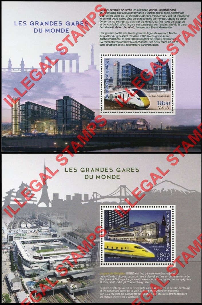 Madagascar 2018 Big Train Stations of the World Illegal Stamp Souvenir Sheets of 1 (Part 2) Madagascar 2018 Big Train Stations of the World Illegal Stamp Souvenir Sheets of 1 (Part 2)