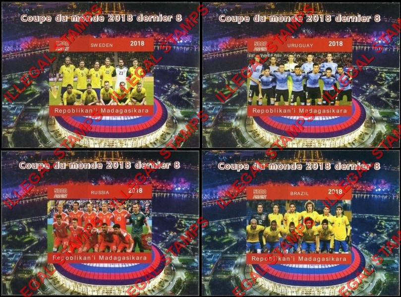 Madagascar 2018 World Cup Soccer Denier 8 Illegal Stamp Souvenir Sheets of 1 (Part 1) Madagascar 2018 World Cup Soccer Denier 8 Illegal Stamp Souvenir Sheets of 1 (Part 1)