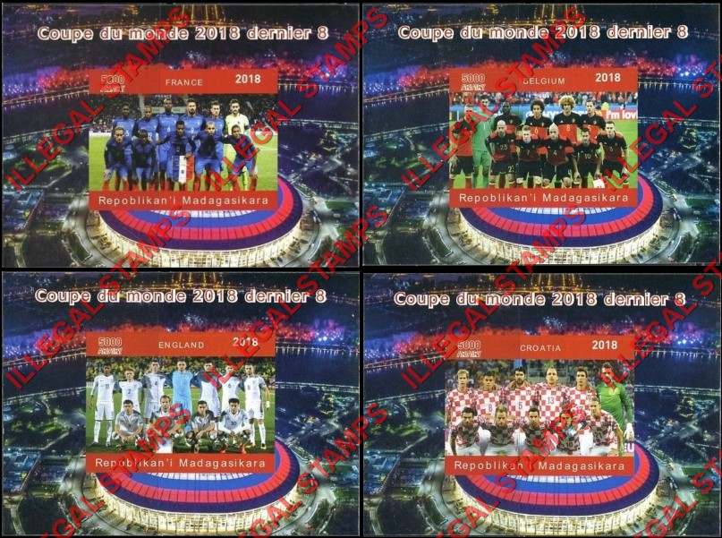 Madagascar 2018 World Cup Soccer Denier 8 Illegal Stamp Souvenir Sheets of 1 (Part 2) Madagascar 2018 World Cup Soccer Denier 8 Illegal Stamp Souvenir Sheets of 1 (Part 2)