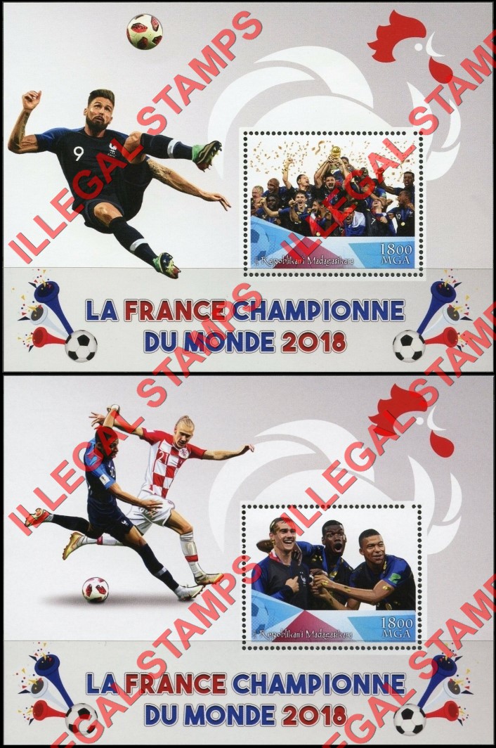 Madagascar 2018 World Cup Soccer French Champions Illegal Stamp Souvenir Sheets of 1 (Part 1) Madagascar 2018 World Cup Soccer French Champions Illegal Stamp Souvenir Sheets of 1 (Part 1)