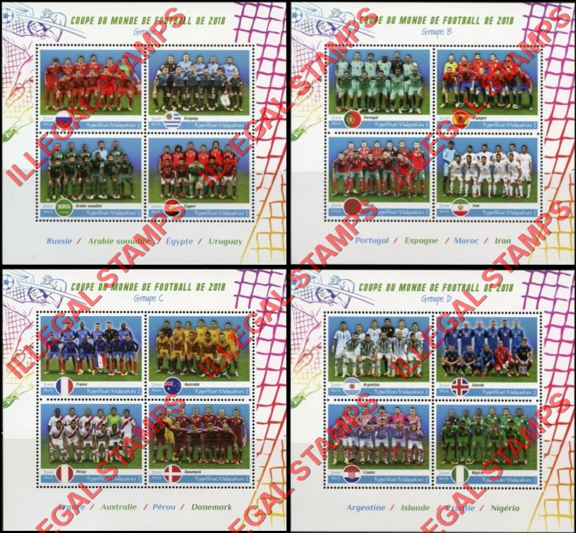 Madagascar 2018 World Cup Soccer Groups (Football) Illegal Stamp Souvenir Sheets of 4 (Part 1) Madagascar 2018 World Cup Soccer Groups (Football) Illegal Stamp Souvenir Sheets of 4 (Part 1)