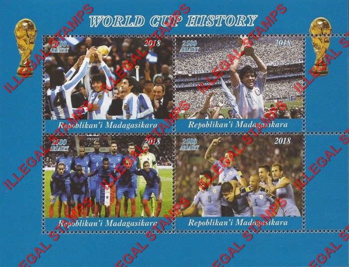 Madagascar 2018 World Cup Soccer French Champions Illegal Stamp Souvenir Sheet of 4 (Sheet 1) Madagascar 2018 World Cup Soccer French Champions Illegal Stamp Souvenir Sheet of 4 (Sheet 1)