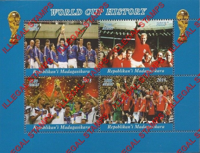Madagascar 2018 World Cup Soccer French Champions Illegal Stamp Souvenir Sheet of 4 (Sheet 2) Madagascar 2018 World Cup Soccer French Champions Illegal Stamp Souvenir Sheet of 4 (Sheet 2)
