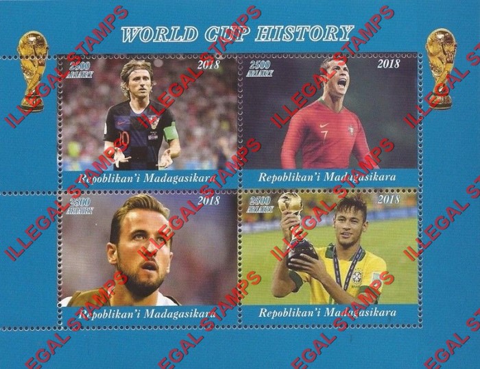 Madagascar 2018 World Cup Soccer French Champions Illegal Stamp Souvenir Sheet of 4 (Sheet 3) Madagascar 2018 World Cup Soccer French Champions Illegal Stamp Souvenir Sheet of 4 (Sheet 3)