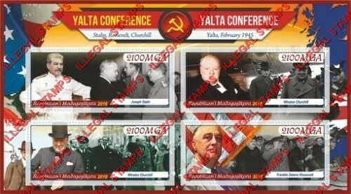 Madagascar 2018 Yalta Conference Illegal Stamp Souvenir Sheet of 4 Madagascar 2018 Yalta Conference Illegal Stamp Souvenir Sheet of 4