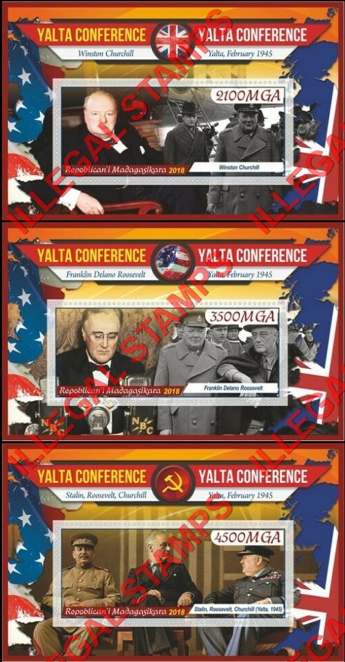 Madagascar 2018 Yalta Conference Illegal Stamp Souvenir Sheets of 1 (Part 1) Madagascar 2018 Yalta Conference Illegal Stamp Souvenir Sheets of 1 (Part 1)