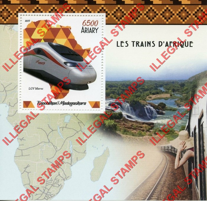 Madagascar 2019 African Trains Illegal Stamp Souvenir Sheet of 1 Madagascar 2019 African Trains Illegal Stamp Souvenir Sheet of 1
