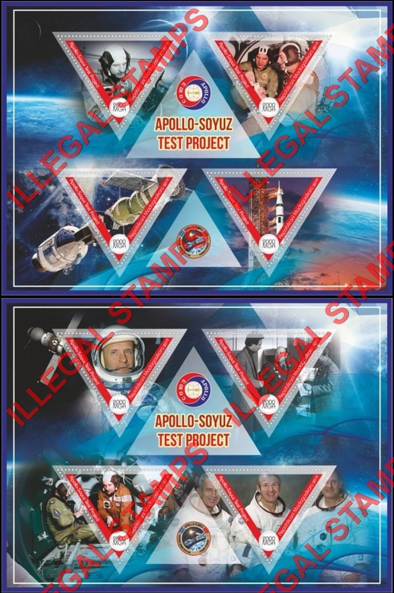 Madagascar 2019 Apollo-Soyuz Test Project Illegal Stamp Souvenir Sheets of 4 (Part 1) Madagascar 2019 Apollo-Soyuz Test Project Illegal Stamp Souvenir Sheets of 4 (Part 1)