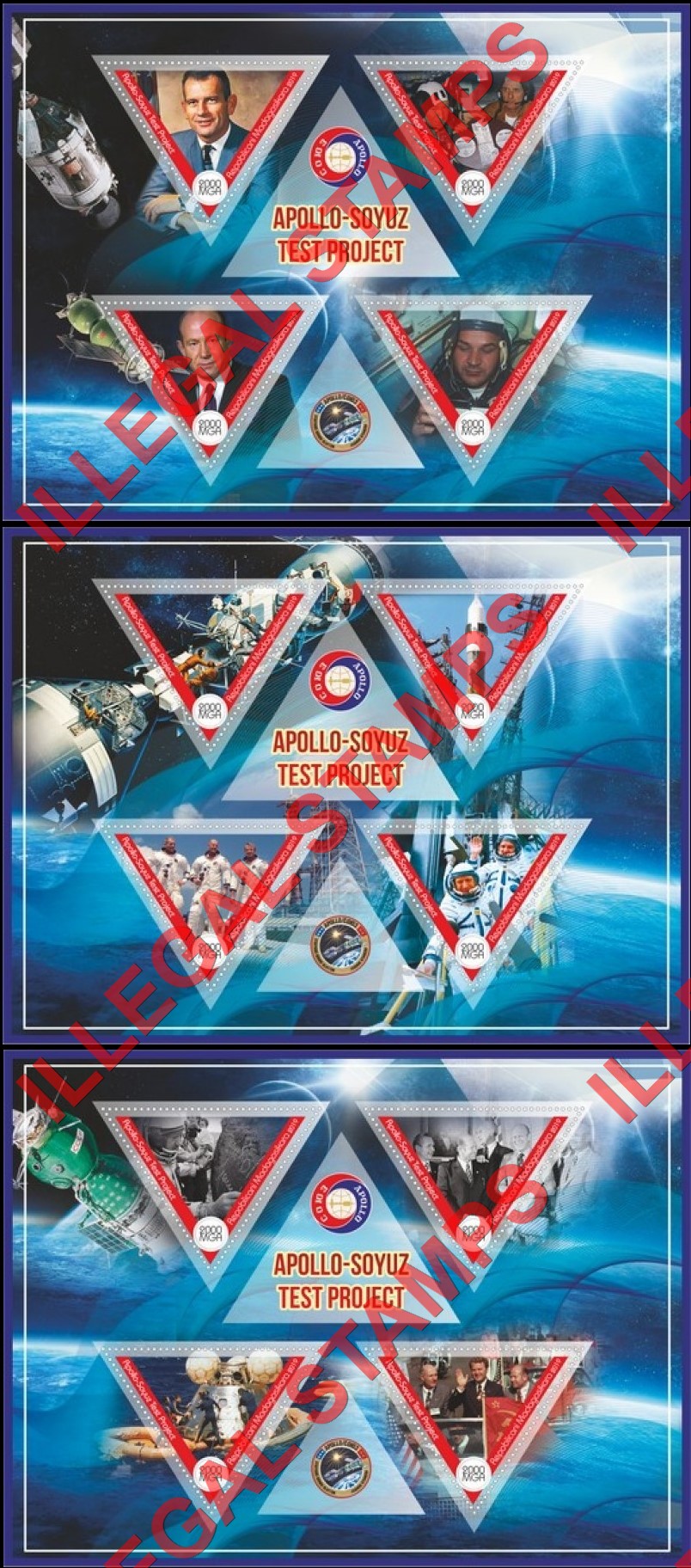 Madagascar 2019 Apollo-Soyuz Test Project Illegal Stamp Souvenir Sheets of 4 (Part 2) Madagascar 2019 Apollo-Soyuz Test Project Illegal Stamp Souvenir Sheets of 4 (Part 2)