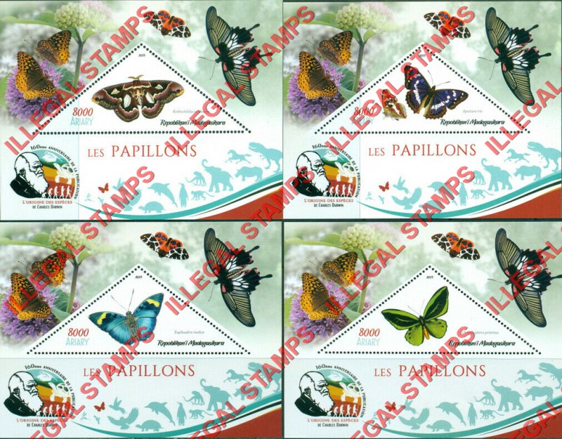 Madagascar 2019 Butterflies Illegal Stamp Souvenir Sheets of 1 Madagascar 2019 Butterflies Illegal Stamp Souvenir Sheets of 1