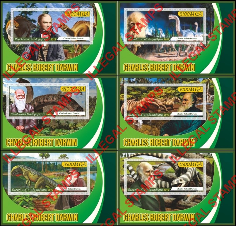 Madagascar 2019 Charles Robert Darwin Illegal Stamp Souvenir Sheets of 1 Madagascar 2019 Charles Robert Darwin Illegal Stamp Souvenir Sheets of 1
