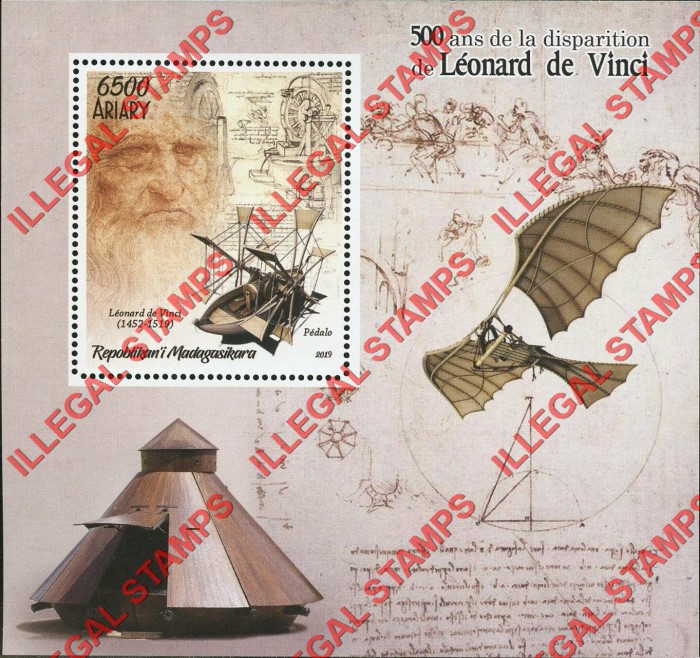 Madagascar 2019 Leonardo da Vinci Illegal Stamp Souvenir Sheet of 1 Madagascar 2019 Leonardo da Vinci Illegal Stamp Souvenir Sheet of 1
