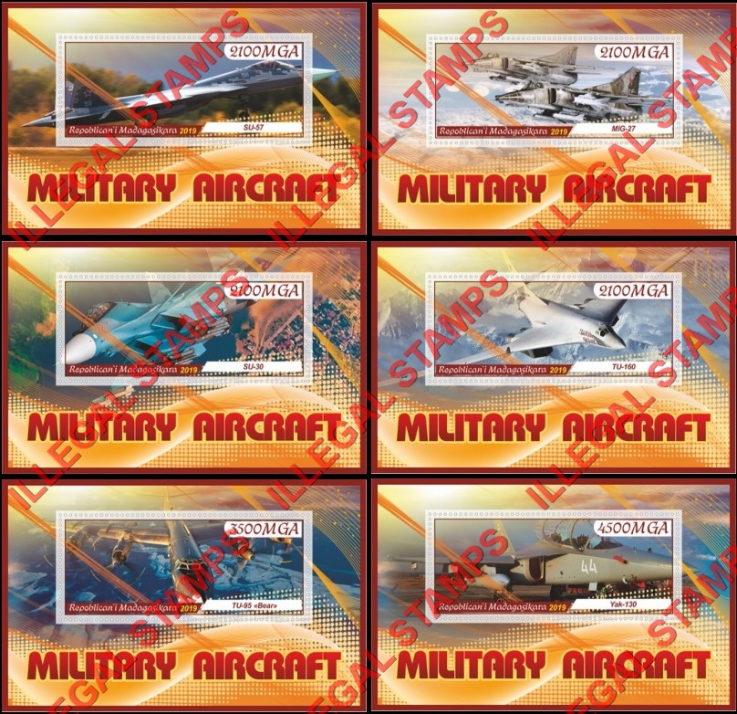 Madagascar 2019 Military Aircraft Illegal Stamp Souvenir Sheets of 1 Madagascar 2019 Military Aircraft Illegal Stamp Souvenir Sheets of 1