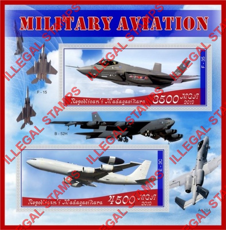 Madagascar 2019 Military Aviation Illegal Stamp Souvenir Sheet of 2 Madagascar 2019 Military Aviation Illegal Stamp Souvenir Sheet of 2