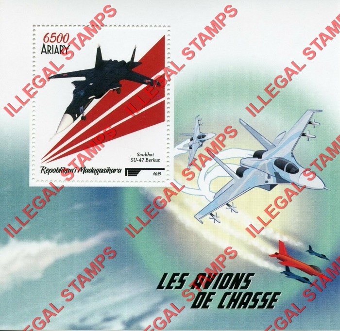 Madagascar 2019 Military Fighter Jets Illegal Stamp Souvenir Sheet of 1 Madagascar 2019 Military Fighter Jets Illegal Stamp Souvenir Sheet of 1