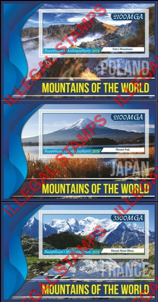 Madagascar 2019 Mountains Illegal Stamp Souvenir Sheets of 1 (Part 1) Madagascar 2019 Mountains Illegal Stamp Souvenir Sheets of 1 (Part 1)