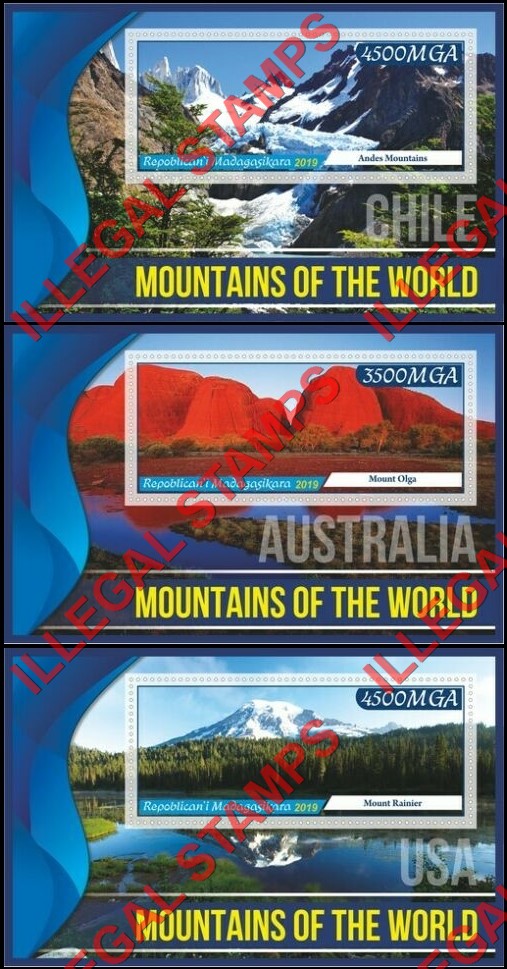 Madagascar 2019 Mountains Illegal Stamp Souvenir Sheets of 1 (Part 2) Madagascar 2019 Mountains Illegal Stamp Souvenir Sheets of 1 (Part 2)
