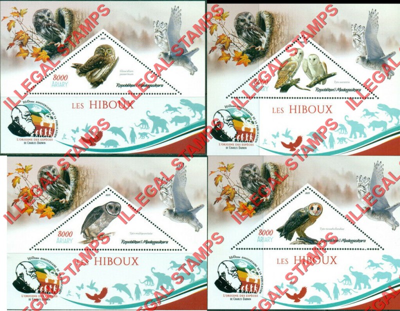 Madagascar 2019 Owls Illegal Stamp Souvenir Sheets of 1 Madagascar 2019 Owls Illegal Stamp Souvenir Sheets of 1