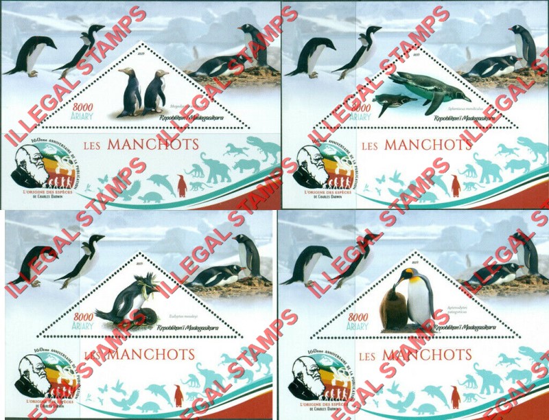 Madagascar 2019 Penguins Illegal Stamp Souvenir Sheets of 1 Madagascar 2019 Penguins Illegal Stamp Souvenir Sheets of 1