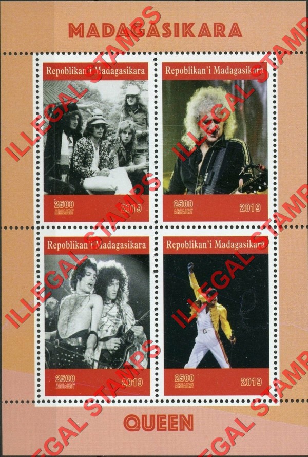 Madagascar 2019 Queen Illegal Stamp Souvenir Sheet of 4 Madagascar 2019 Queen Illegal Stamp Souvenir Sheet of 4