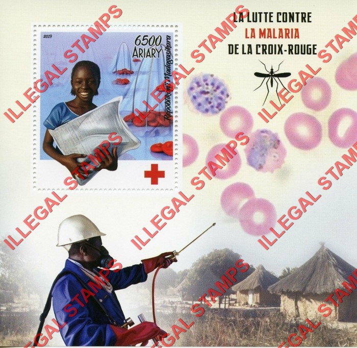 Madagascar 2019 Red Cross Fight Against Malaria Illegal Stamp Souvenir Sheet of 1 Madagascar 2019 Red Cross Fight Against Malaria Illegal Stamp Souvenir Sheet of 1