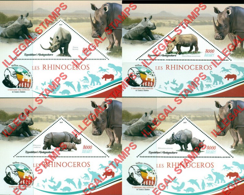 Madagascar 2019 Rhinoceros Illegal Stamp Souvenir Sheets of 1 Madagascar 2019 Rhinoceros Illegal Stamp Souvenir Sheets of 1