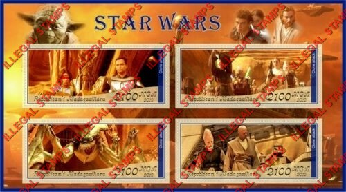Madagascar 2019 Star Wars Illegal Stamp Souvenir Sheet of 4 Madagascar 2019 Star Wars Illegal Stamp Souvenir Sheet of 4