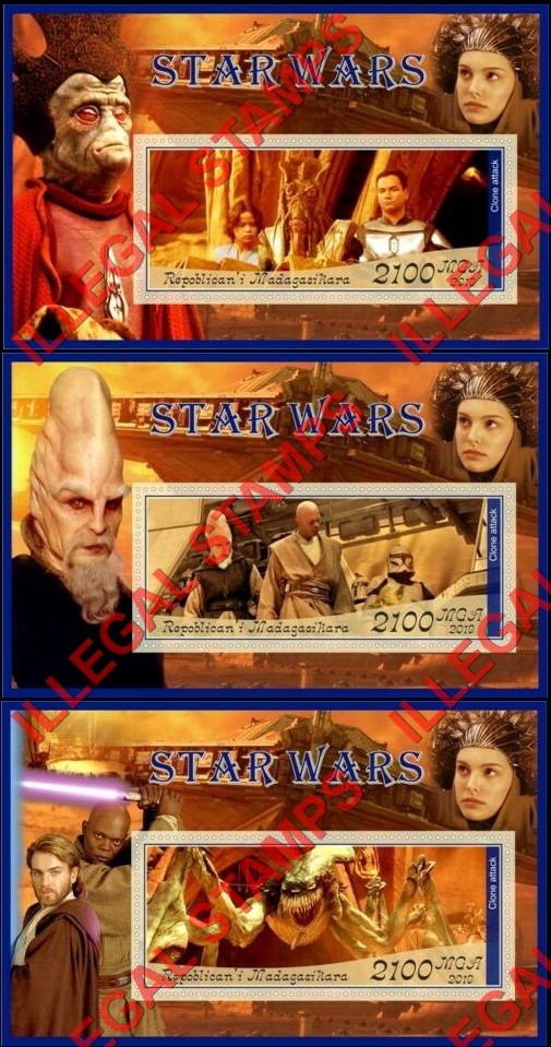 Madagascar 2019 Star Wars Illegal Stamp Souvenir Sheets of 1 (Part 1) Madagascar 2019 Star Wars Illegal Stamp Souvenir Sheets of 1 (Part 1)